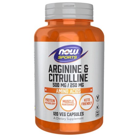 ARGININE 500 MG CITRULLINE 250 MG 120 CAPS NOW