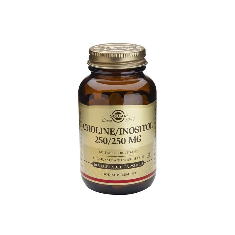 CHOLINE  INOSITOL 250 MG MAIS 250 MG  50 CÁPSULAS  SOLGAR