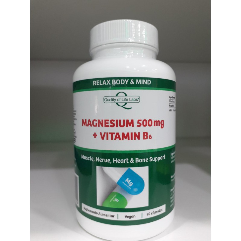 MAGNESIUM 500 MG  VITAMIN B6 90 CAPS QUALIY OF LIFE