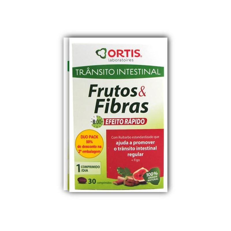 ORTIS FRUTOS E FIBRAS EFEITO RÁPIDO PACK 30 COMP. X 2  60 Comprimidos