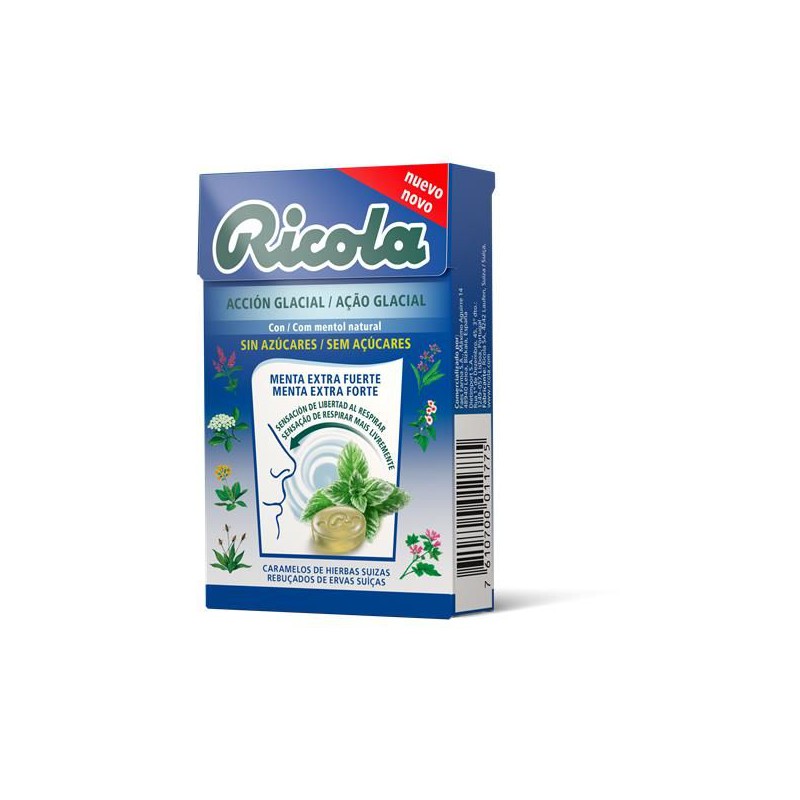 RICOLA REBUCADOS 50 G SEM ACUCAR GLACIAL MENTOL  