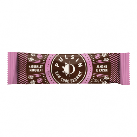 Barra de brownie de chocolate raw com amêndoas e passas de uvas  35g