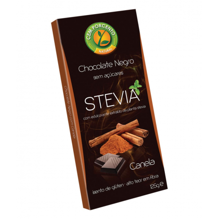 STEVIA CHOCOLATE NEGRO COM CANELA 125 G CEM PORCENTO