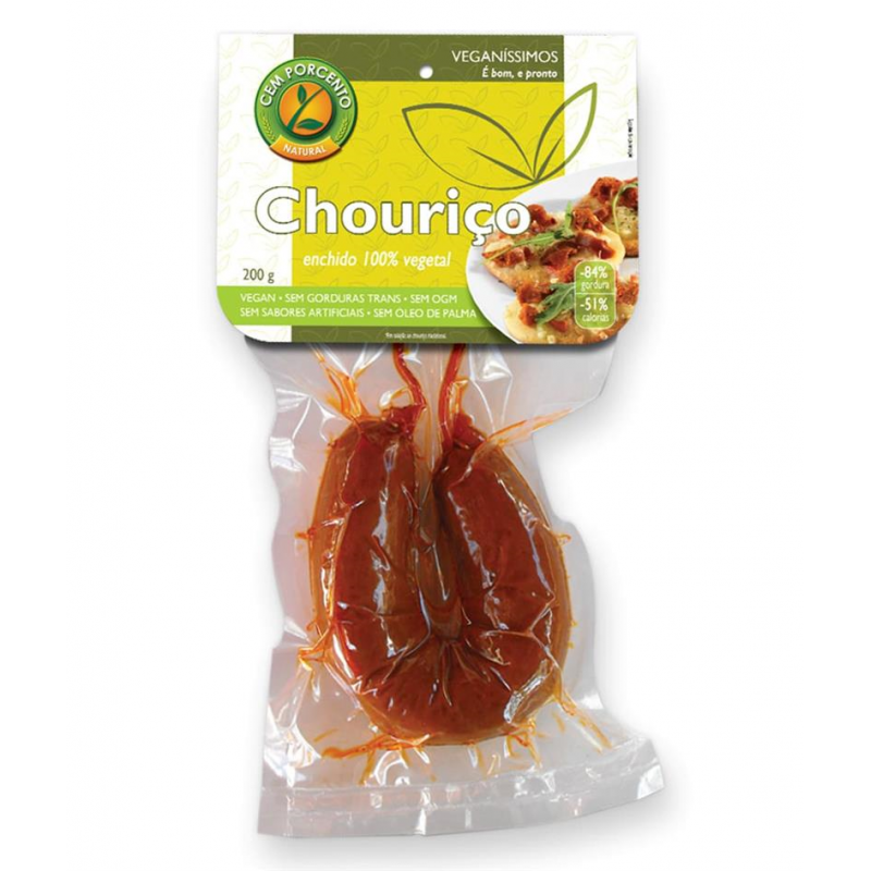CHOURIÇO  ENCHIDO 100 % VEGETAL 200 G CEM PORCENTO