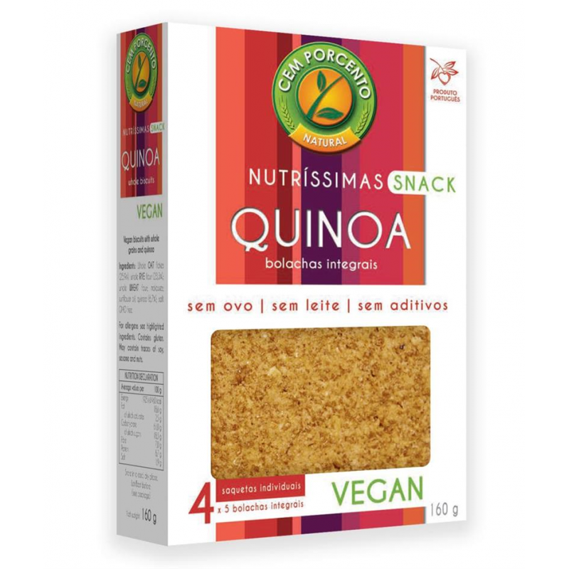 NUTRISSIMAS DE QUINOA CAIXA  4X5 160 G CEM PORCENTO