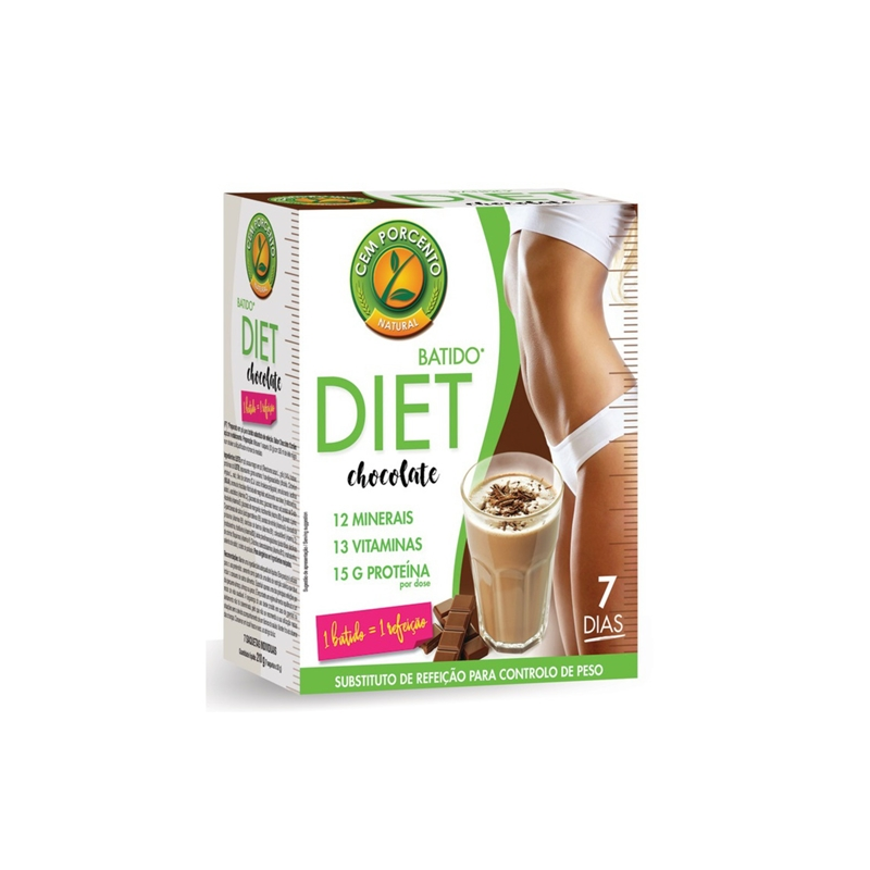 BATIDO DE CHOCOLATE DIET 7 DIAS 7 SAQUETAS CEM PORCENTO