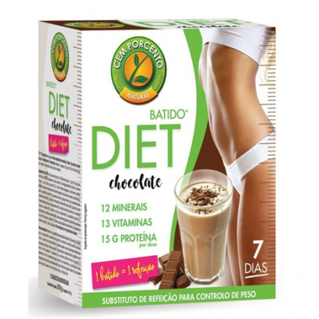 BATIDO DE CHOCOLATE DIET 7 DIAS 7 SAQUETAS CEM PORCENTO