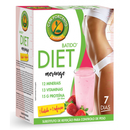BATIDO DIET MORANGO 7 SAQUETAS  210 G CEM PORCENTO