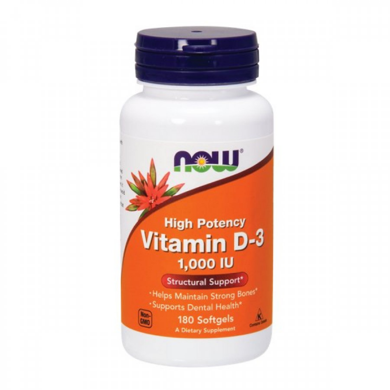 VITAMINA D 3 1,000 U.I. 180 CÁPSULAS VEGETAIS  NOW