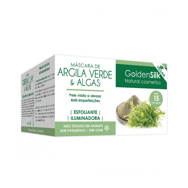 MÁSCARA DE ARGILA VERDE E ALGAS VEGAN 100 ML GOLDENSILK
