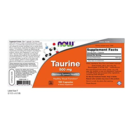 TAURINE 500 MG 100 CAPS NOW