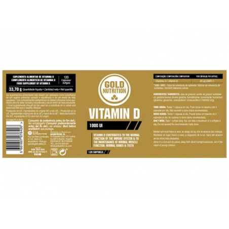 VITAMIN D3 1000 UI 120 CAPS VITAMINA GOLD NUTRITION