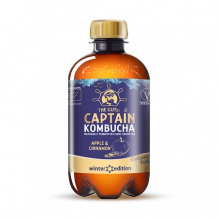CAPTAIN KOMBUCHA BIO BEBIDA DE CHÁ VERDE. AROMA MAÇÃ E CANELA 400 ML