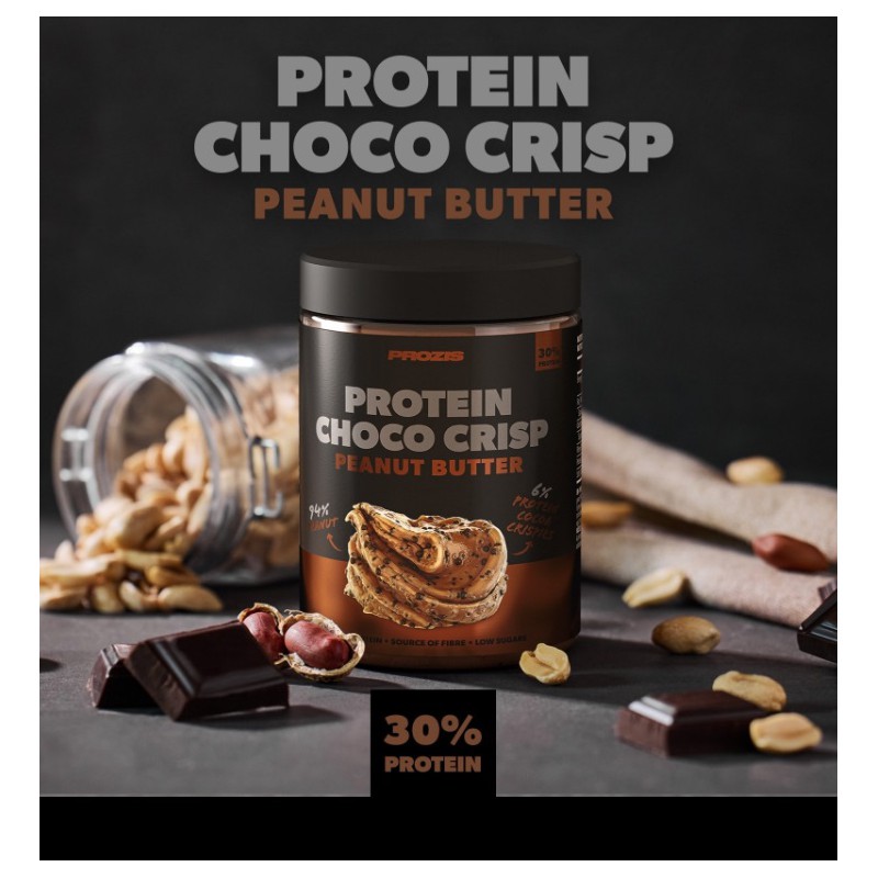 PROTEIN CHOCO CRISP 250 GRS PEANUT BUTTER CHOCOLATE CROCANTE MANTEIGA DE AMENDOIM PROZIS