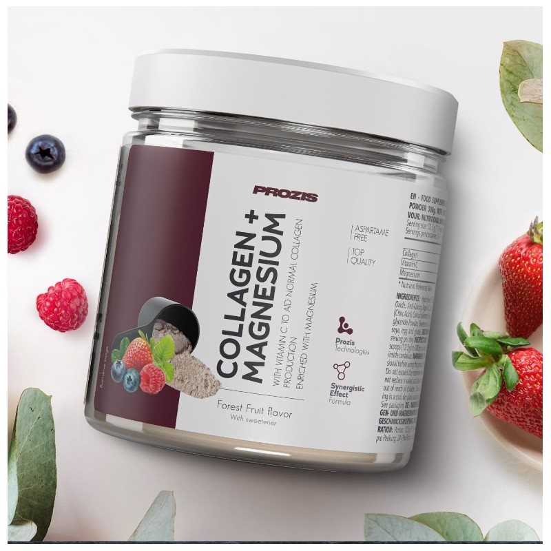 COLLAGEN MAIS MAGNESIUM SABOR A FRUTOS DO BOSQUE COLAGENIO MAIS MAGESIO 300 G PROZIS