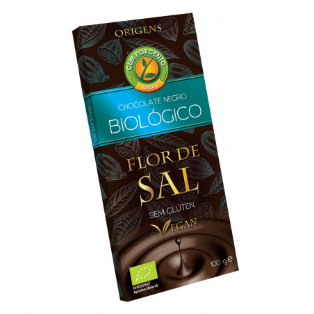 CHOCOLATE  NEGRO FLOR DE SAL BIO 100  G CEM PORCENTO