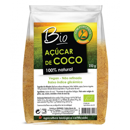 AÇÚCAR DE COCO BIO 250G CEM PORCENTO