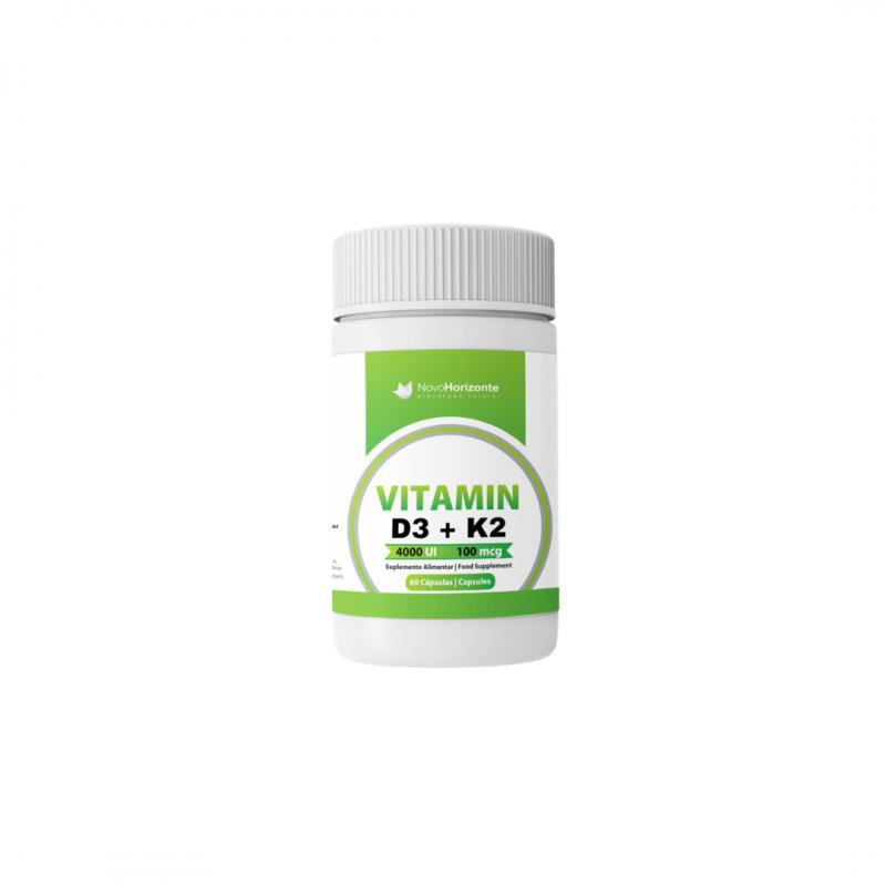 VITAMIM D3 4000 UI MAIS K2 MK7 100 MCG 60 CAPSULAS VITAMINA NOVO HORIZONTE