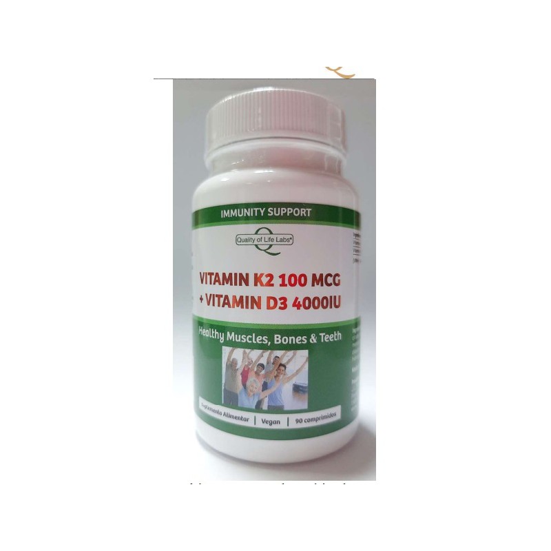 VITAMINA K2 100 MCG COM VITAMINA D3 4000 IU 90 COMP QUALITY OF LIFE LABS