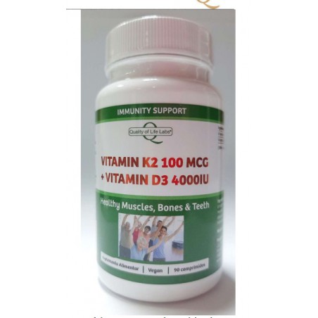 VITAMINA K2 100 MCG COM VITAMINA D3 4000 IU 90 COMP QUALITY OF LIFE LABS