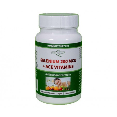 SELENIUM 200M MCG COM ACE VITAMINS 30 COMP QUALITYOF LIFE LABS