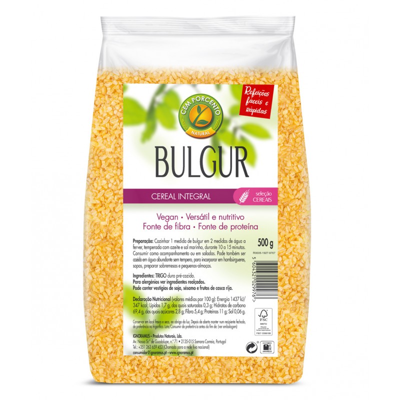 BULGUR INTEGRAL 500 GRS CEM PORCENTO