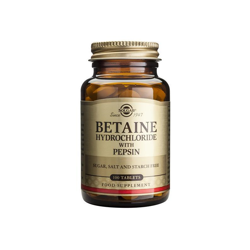 Solgar Betaine Hydrochloride with Pepsin 100 Cápsulas