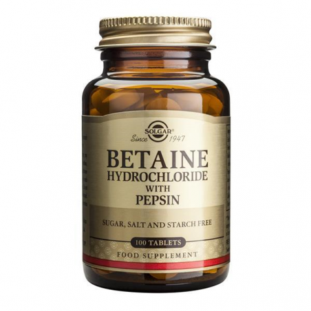 Solgar Betaine Hydrochloride with Pepsin 100 Cápsulas