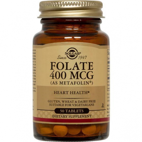 Ácido Fólico 400  50 comprimidos FOLATE  Solgar