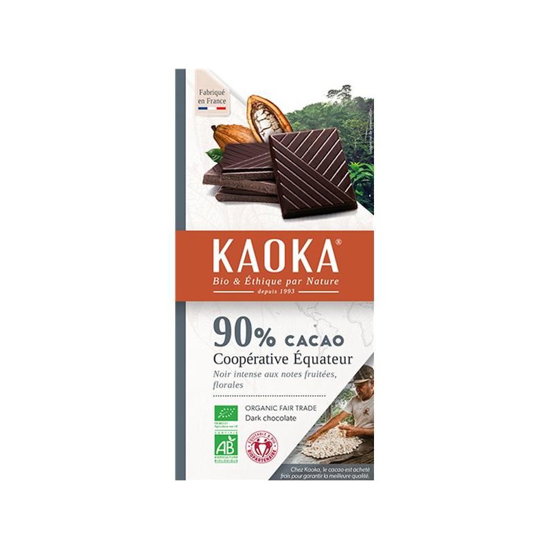 Kaoka Chocolate Preto 90% Cacau Bio Fair Trade Equador