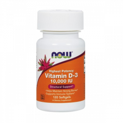 VITAMINA D-3 10,000 U.I. 120 CÁPSULAS - NOW 