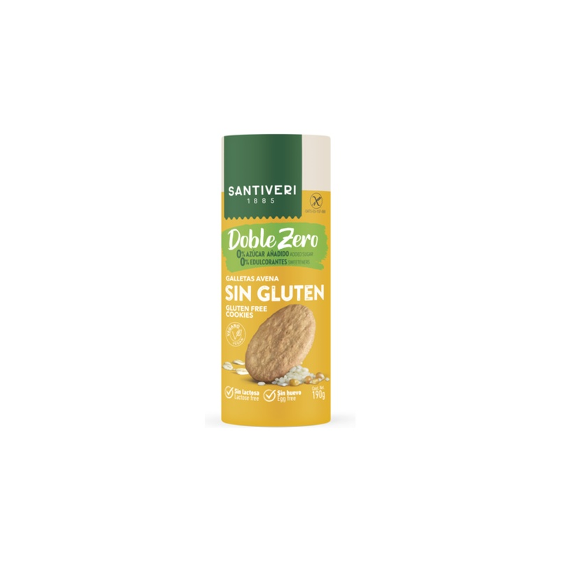 BOLACHAS SEM GLUTEN DOBLE ZERO AVEIA 190 G SANTIVERI
