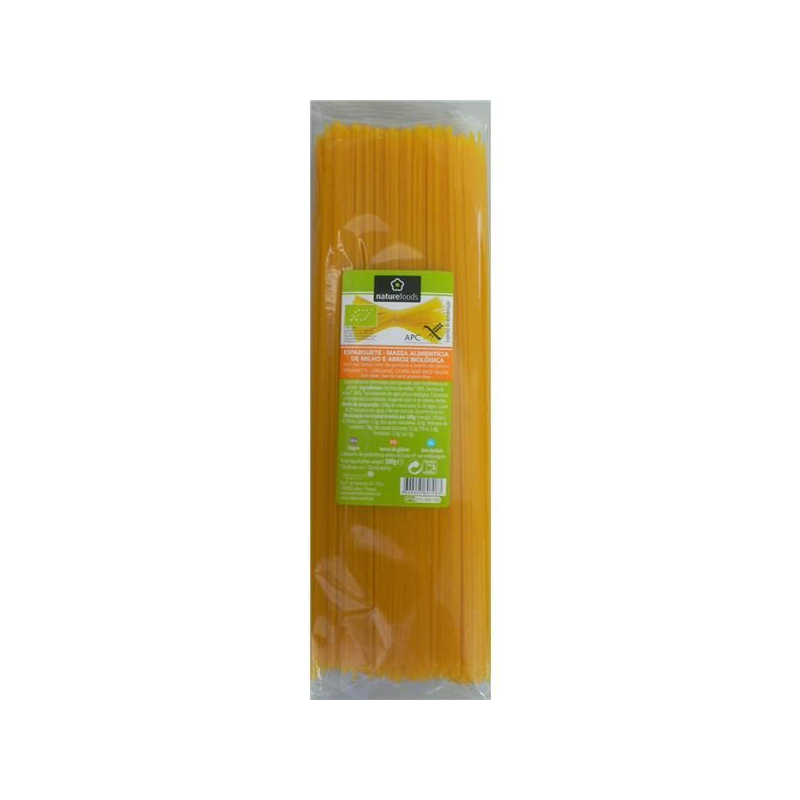 NATURFOODS MASSA BIO SG ESPARGUETE MILHO ARROZ 500 G