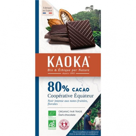 KAOKA CHOC BIO 100 G PRETO 80% ECUADOR