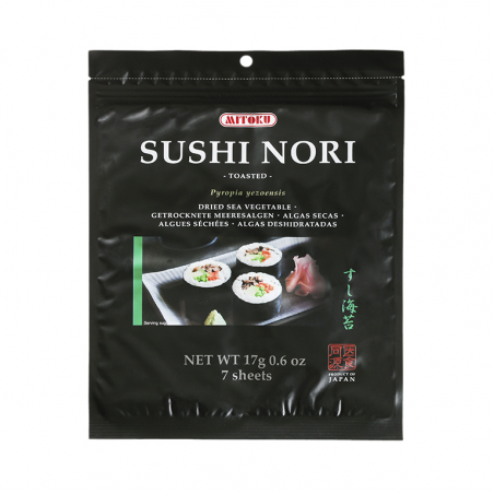 ALGA SUSHI NORI 7 FOLHAS TOSTADA 17 G MITOKU