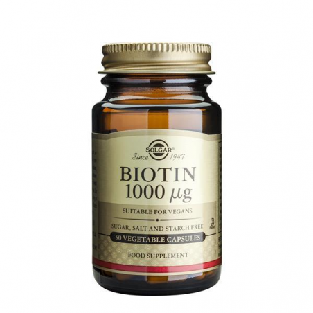 BIOTINA 1000µG 50 CÁPSULAS VEGETAIS - SOLGAR
