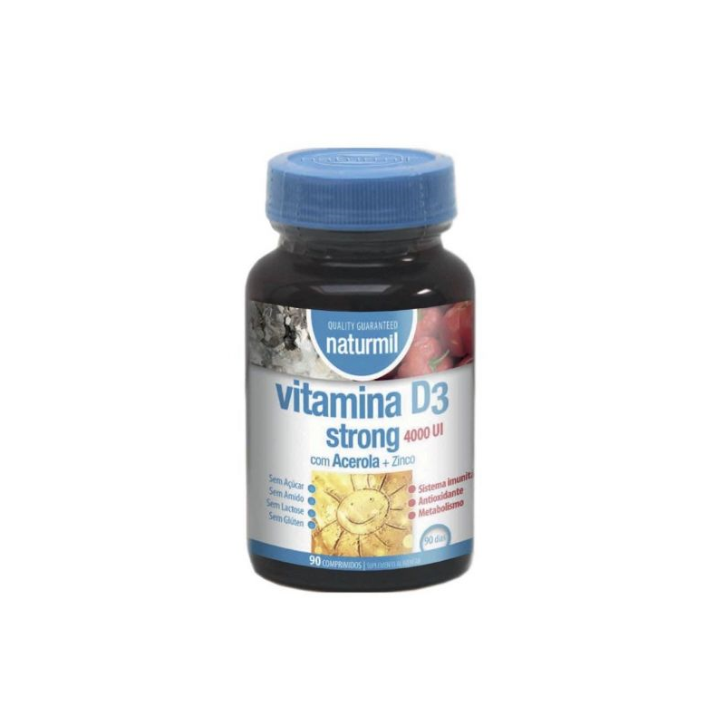 VITAMINA D3 STRONG 4000 UI + ACEROLA + ZINC 90 COMP NATURMIL DIETMED