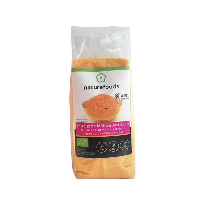 CUSCUZ MILHO ARROZ BIO 500 GRS S/ GLUTEN VEGAN NATUREFOODS