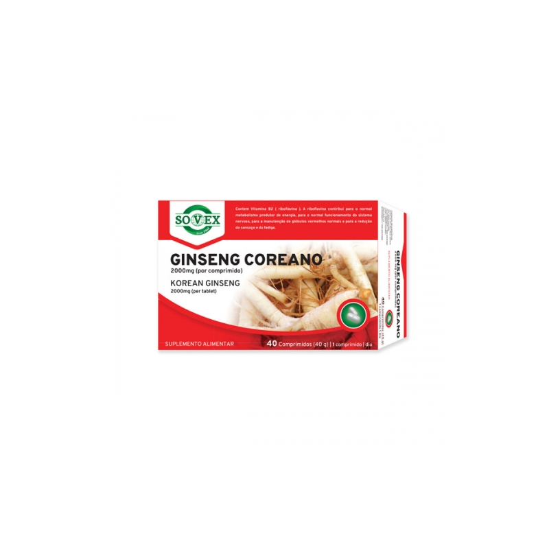 Ginseng Coreano 2000mg + Vitamina B2 40 Comprimidos SOVEX