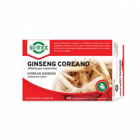 Ginseng Coreano 2000mg + Vitamina B2 40 Comprimidos SOVEX