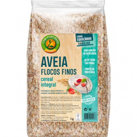 FLOCOS DE AVEIA FINOS - GRANEL 1 KG INTEGRAL CEM PORCENTO