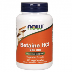 BETAINE HCL 120 CAPSULAS HCI 648 MG NOW