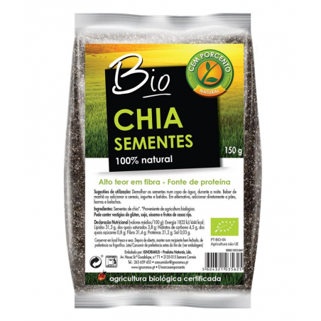 SEMENTES DE CHIA BIO 150 GRS CEM PORCENTO