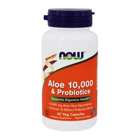 ALOE VERA 10 000 E PROBIOTICS 5 BILIOES 60 CAPS NOW
