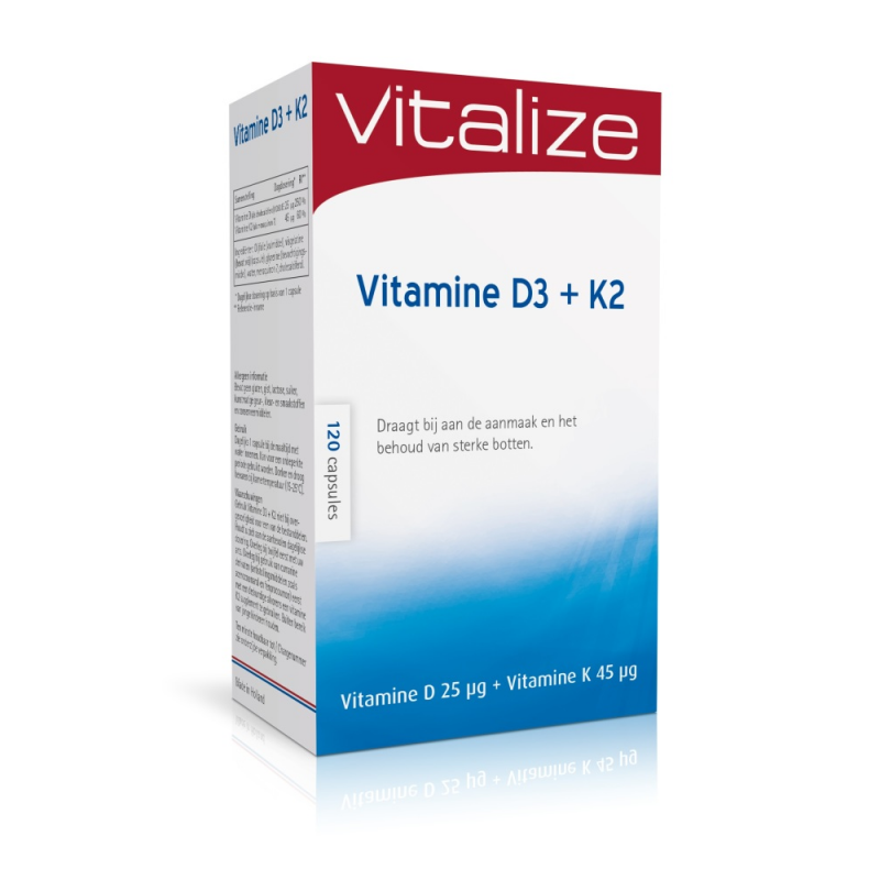 VITAMINA D3 25 MCG MAIS K2 45 MCG 120 CAPSULAS VITALIZE