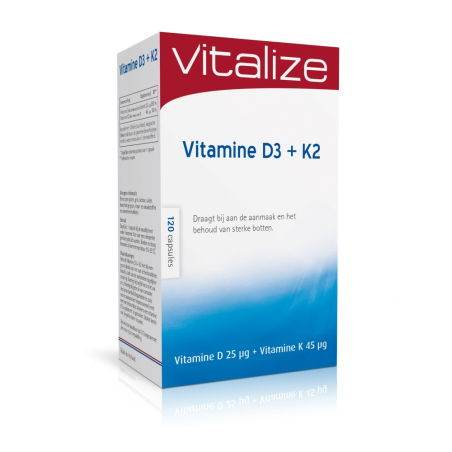 VITAMINA D3 25 MCG MAIS K2 45 MCG 120 CAPSULAS VITALIZE