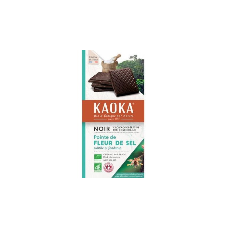 Chocolate preto 70% cacau flor sal bio trade 100 gr  Kaoka