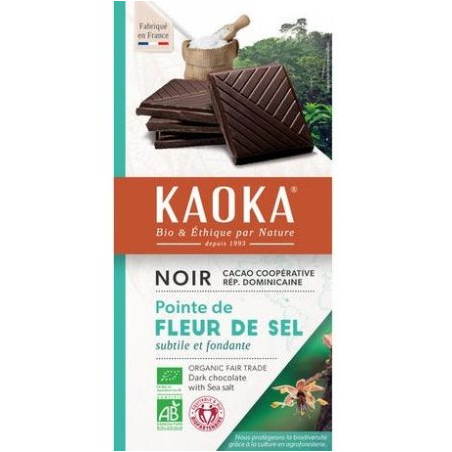 Chocolate preto 70% cacau flor sal bio trade 100 gr  Kaoka